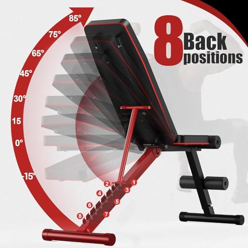 Adjustable Weight Bench - Foldable Strength Bench, 880LB Capacity - Classic Black