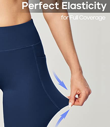 Heathyoga Women’s Flare Yoga Pants with Pockets - Dark Blue, Medium Size