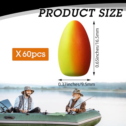 Fishing Floats - 60 Pieces Foam Snell Indicators - Red Yellow Medium