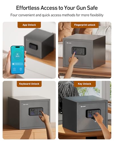Smart Gun Safe for Multiple Pistols - Biometric Handgun Safe, Black - 0.8 Cubic Feet