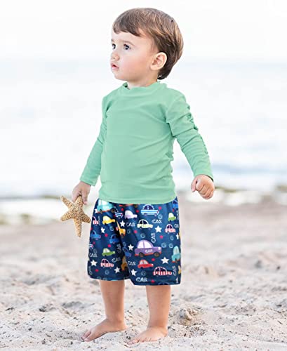 Boys Quick-Dry Swim Trunks - Toddler Board Shorts, Little Car, 7-8 Years