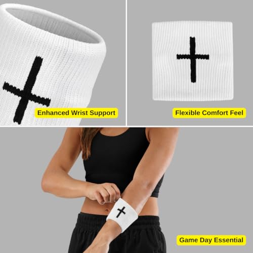 Drip Wristband - Cross White Cotton Blend for Comfort