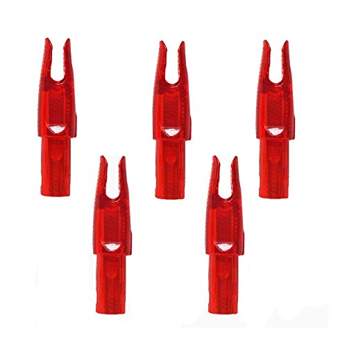 Arrow Nocks 0.246 In. Inside Diameter, 6.20mm, 60 Pack - Push-In Plastic Archery Inserts (Clear Red)