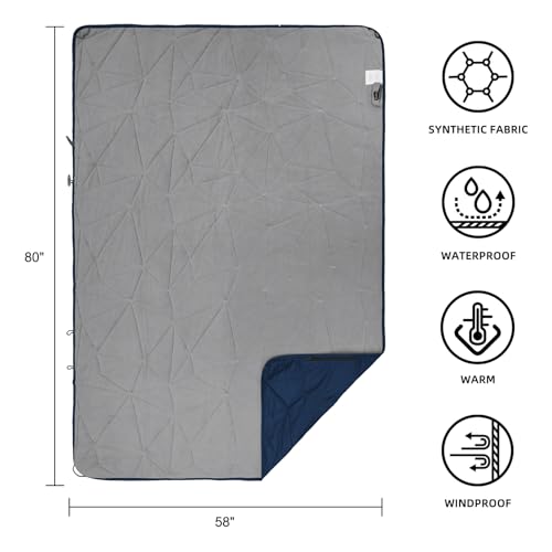KawaGebo Kamp Blue Waterproof Outdoor Blanket 80x58 Inches Thick Fleece