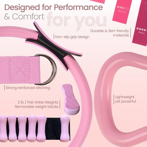 19-Piece Pilates Kit for Home Workouts - Full Body Exercise Set