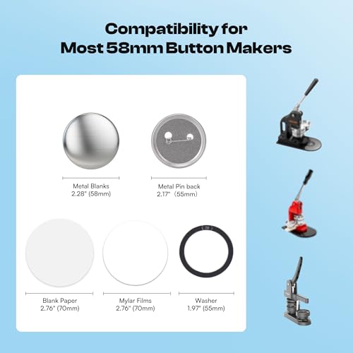 Caydo 200 Sets 58mm Button Maker Supplies for DIY Custom Buttons