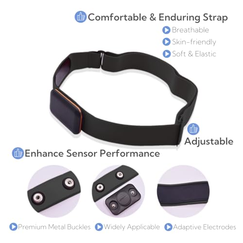 Heart Rate Monitor Chest Strap - Replacement for Polar H10/H9/H7, Garmin, Wahoo TICKR - Black