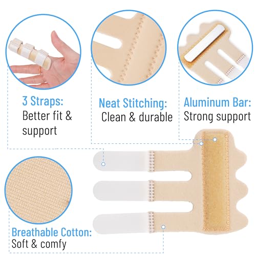 Adjustable Finger Splint Brace for Arthritis & Injury - 4 Pack, Beige