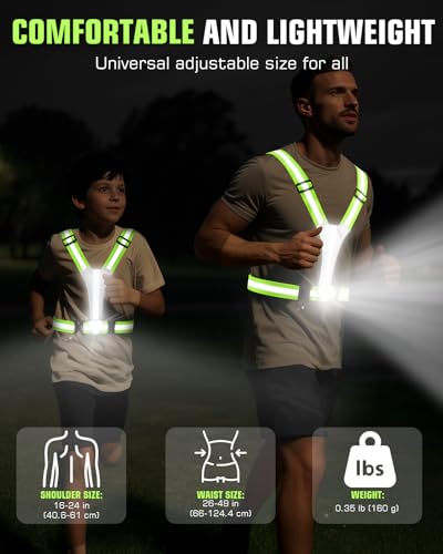 LED Reflective Vest with Chest Light - Rechargeable Safety Gear