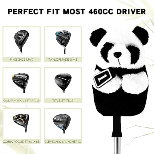 Panda Golf Driver Head Cover - Plush Animal Golf Club Protector for Men & Women