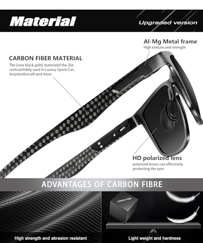 Polarized Sunglasses for Men - Rectangular Metal Frame with UV Protection