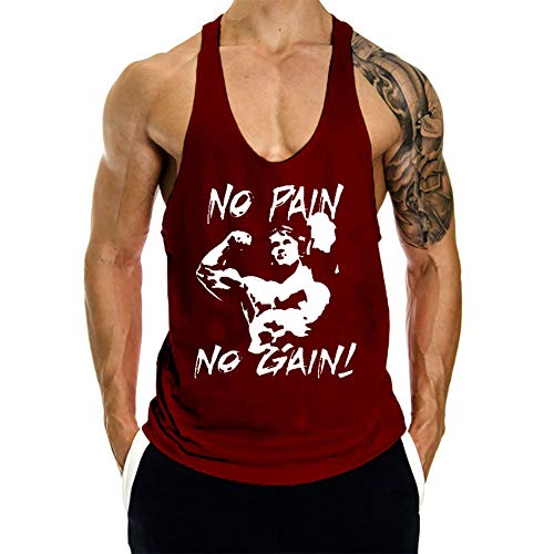 GYMLEADER Men's X-Large Wine Red Workout Tank Top for Gym & Muscle Training
