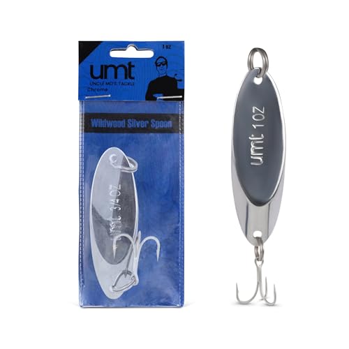 Chrome Fishing Spoon Lure - 1oz with Sharp Treble Hook