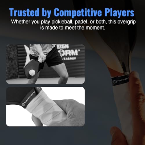 Hesacore Hesatac Overgrip Tape 6-Pack Black for Pickleball & Tennis – Sweat Absorbing, Soft, Anti-Slip