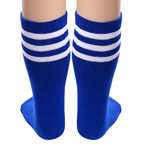 Kids Knee High Soccer & Baseball Socks - Black, White, Blue