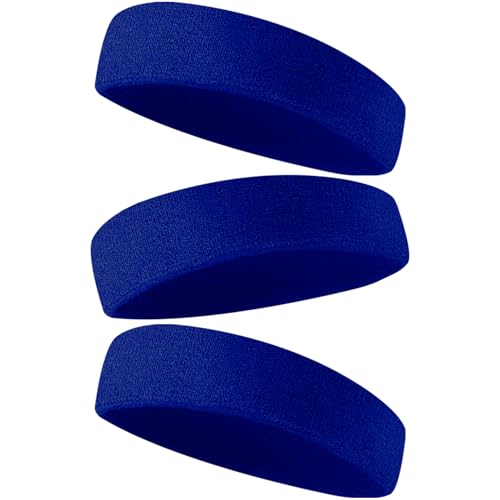 Moisture-Wicking Sports Headbands - Terry Cloth, 3 Blue
