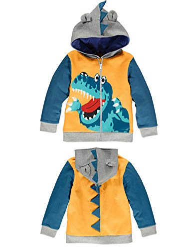 Kids Toddler Boys Dinosaur Cartoon Hoodie Jacket 6-7 Years Yellow LitBud