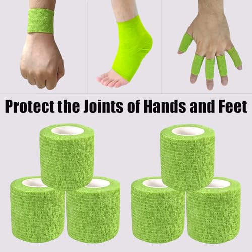 Self Adhesive Bandage Wrap - 6 Pack, 2" x 5 Yards, Green