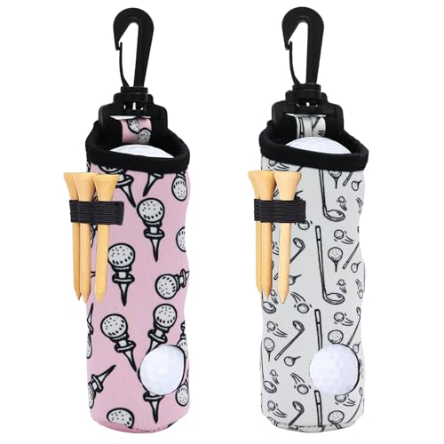 White & Pink Golf Ball Holder & Tee Pouch 2 Pack Lightweight Portable Golf Accessories