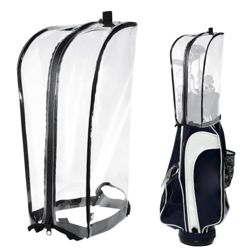 SANDIAN Waterproof Golf Bag Rain Cover with Clear TPU Material, Double Zipper & Buckle Lock