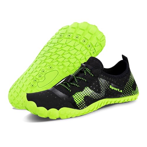Quick-Dry Water Shoes for Men - Barefoot Aqua Socks - Black/Green
