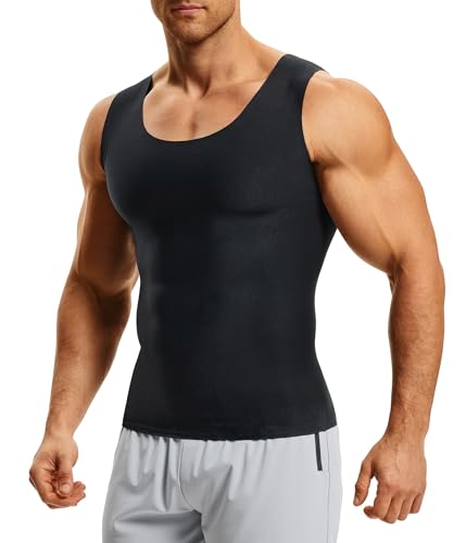 Nebility Slimming Compression Tank Top for Men, Black, XL