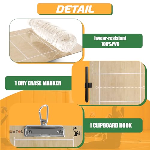 Volleyball Coaches Clipboard - Double-Sided Dry Erase Board - Burlywood