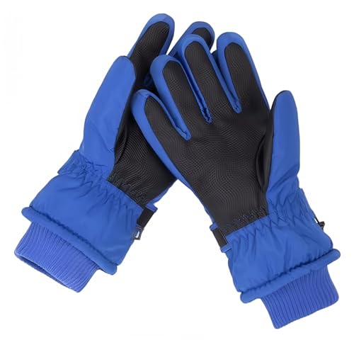 Kids Waterproof Ski Gloves - Warm Mittens for Ages 5-10 - Blue