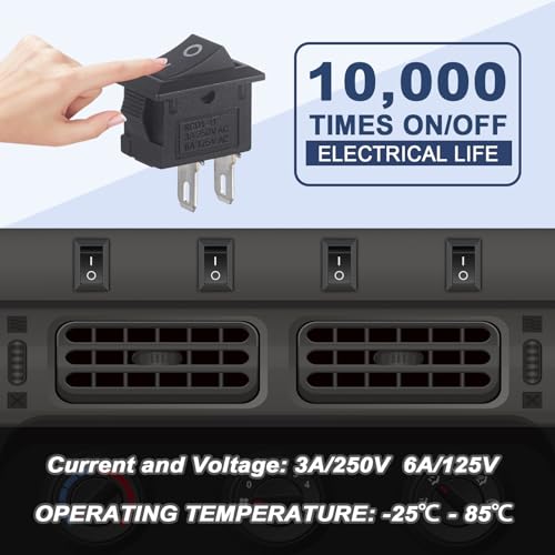 10pcs Mini SPST Rocker Switch 2 Pin ON-OFF 15mm - Black
