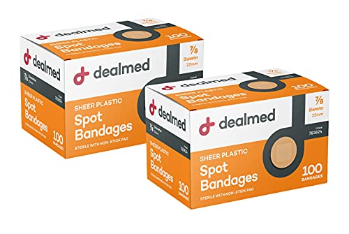 Sterile Sheer Spot Bandages - 7/8" Round, Latex Free - 200 Count (2 Pack)