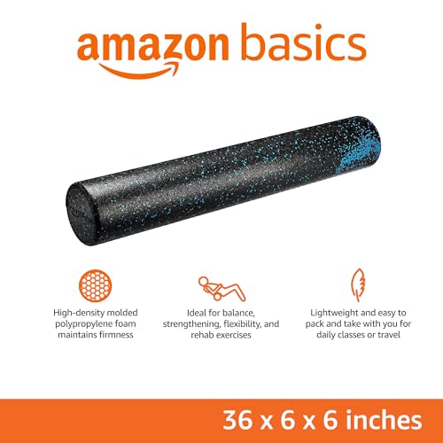 High-Density Foam Roller for Exercise and Recovery - 36 Inches, Blue Speckled
