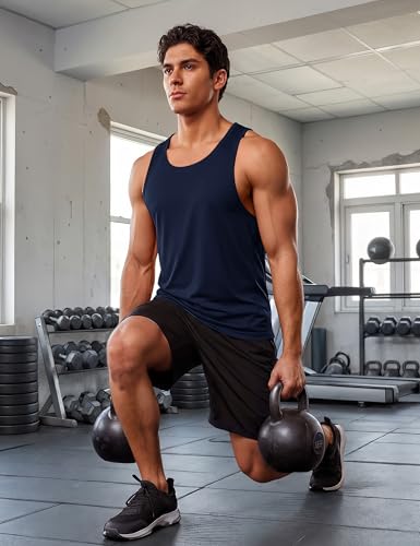 Men's Summer Tank Top XX-Large Navy UPF 80+ Sleeveless Muscle Shirt