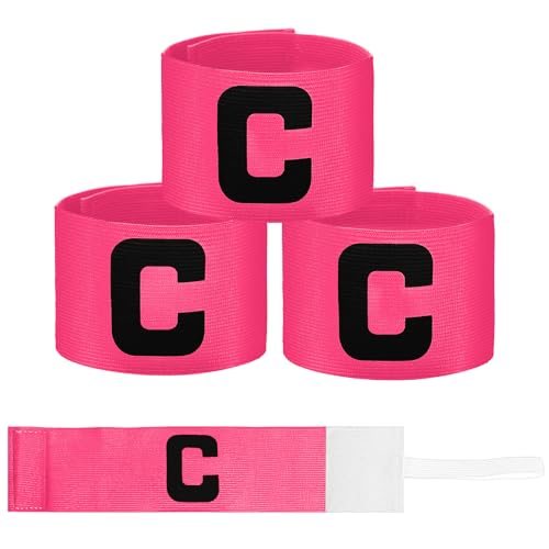 3-Pack Adjustable Captain Armbands - Rose Red Nylon Soccer Gear