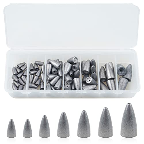 83pcs Bullet Fishing Sinkers Weights Kit - Assorted Worm Weights for Bass Saltwater Fishing