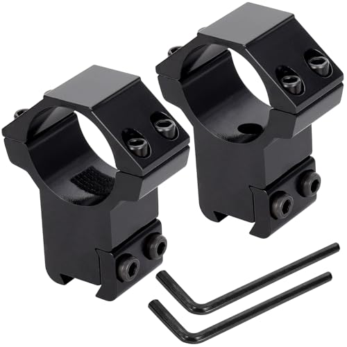 High Profile 1 Inch Dovetail Scope Rings Set - 2 Pcs Black