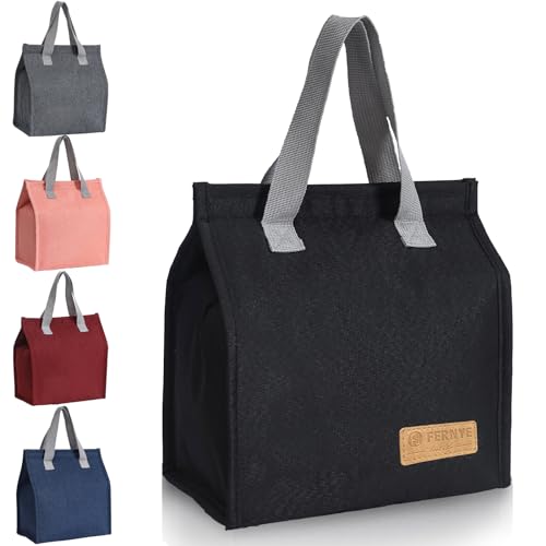 Insulated Lunch Bag - Waterproof Thermal Tote for Work & Picnic - Black