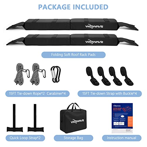 Folding Kayak Roof Rack with Accessories - Universal Soft Pads