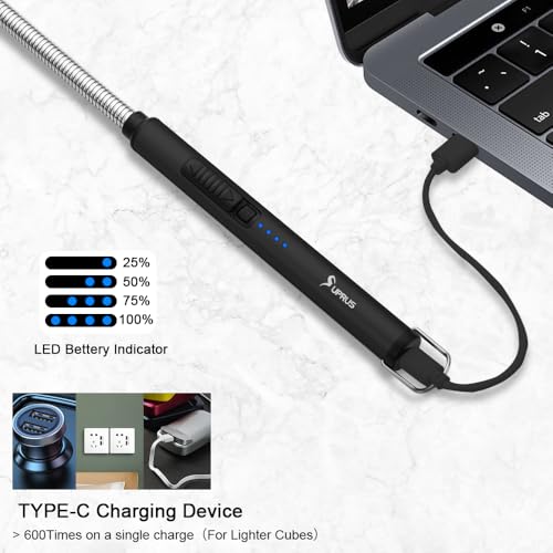 USB Rechargeable Electric Candle Lighter with 360° Flexible Neck - Black