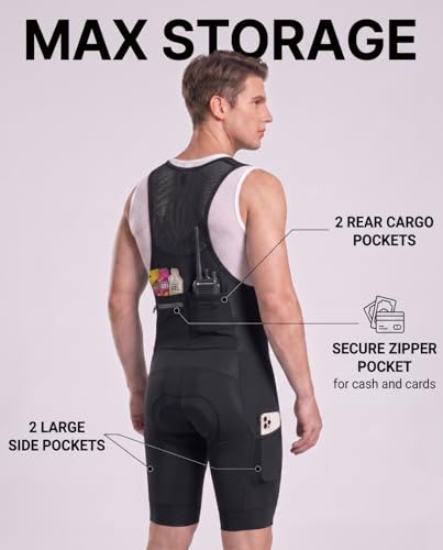 CEROTIPOLAR Men's Cycling Bib Shorts with 4D MaxCool Pad - X-Large Black