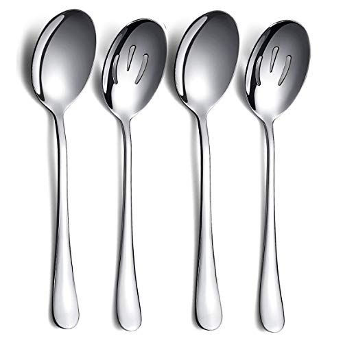 Stainless Steel Serving Utensil Set - 4-Piece with Serving & Slotted Spoons