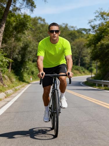 PINSPARK Workout Shirts for Men Short Sleeve UPF 50+ Quick Dry Gym
