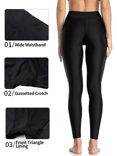 ATTRACO High Waisted Long Swim Leggings for Women - Black, 3X