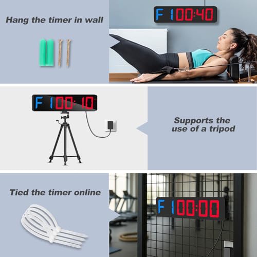 Large 15" LED Gym Timer with Remote - Blue & Red