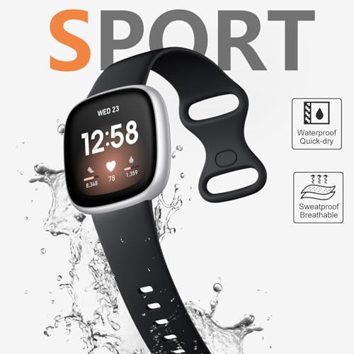 Soft Replacement Sport Band for Fitbit Versa 3/4 & Sense 2 - Black, Small