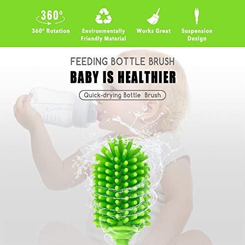 Silicone Bottle Brush Cleaner with Long Handle - Green