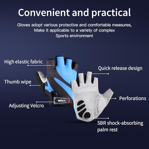 Fingerless Cycling Gloves for Men & Women - Black, Medium