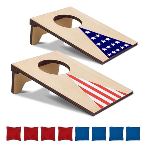 Mini Tabletop Cornhole Boards Set – 2pcs 4.7 x 7.7 in with Bean Bags
