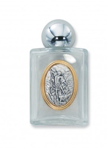 St Michael Glass Holy Water Bottle 1 oz Two-Tone Medal