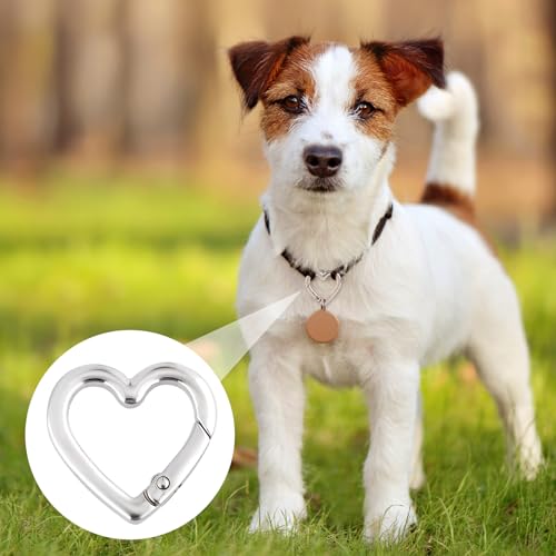 Heart Shaped Keychain Clip - 4pcs Zinc Alloy Silver Carabiner