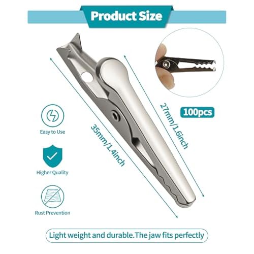 100 PCS Metal Alligator Clip, 35mm Spring Clamps Test Line Crocodile Clip Silver Tone Alligator Clips Nickel Plated Crocodile Clamps, Used In Laboratory Electric Testing Work And Cable Lead